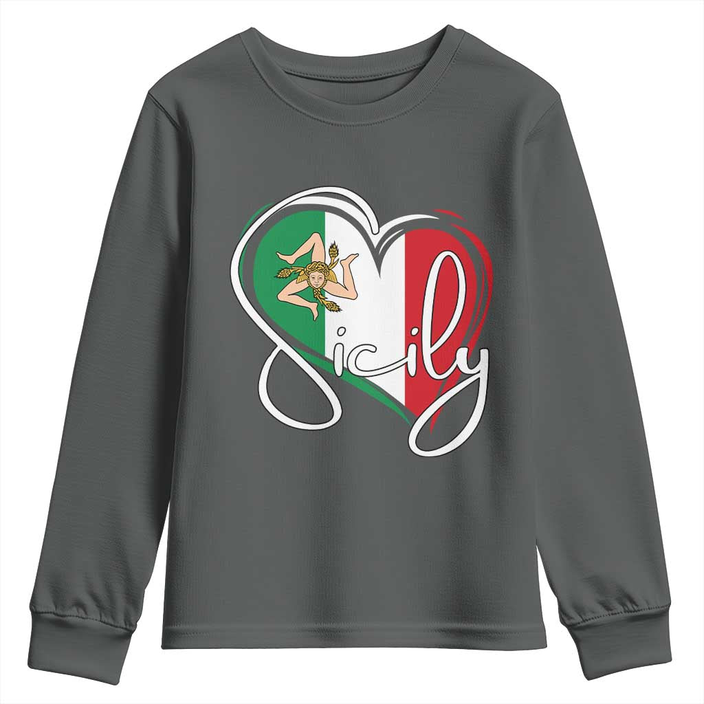 Sicily Palermo Italy Medusa Sicilia Heart Italian Flag Youth Sweatshirt - Wonder Print Shop