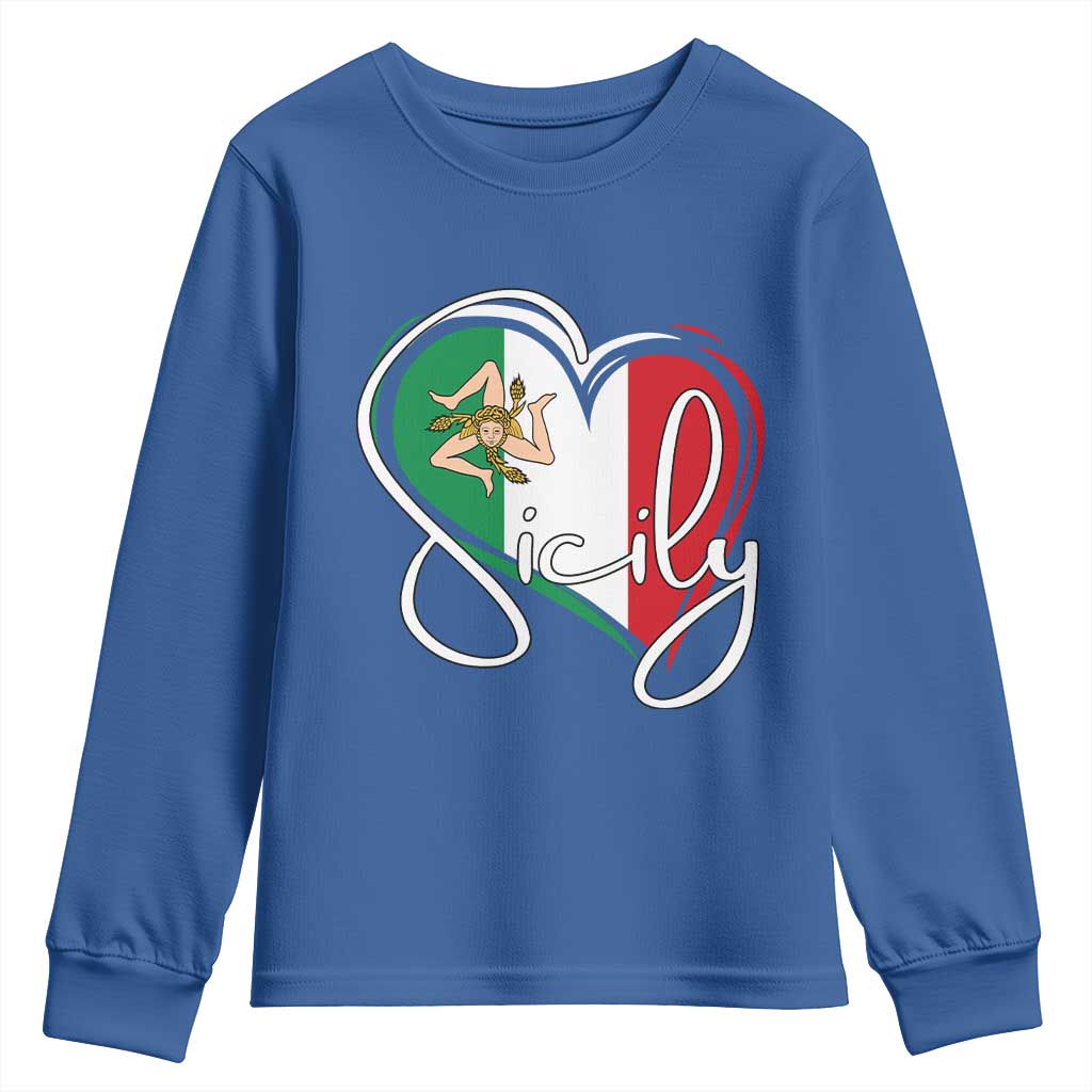 Sicily Palermo Italy Medusa Sicilia Heart Italian Flag Youth Sweatshirt - Wonder Print Shop