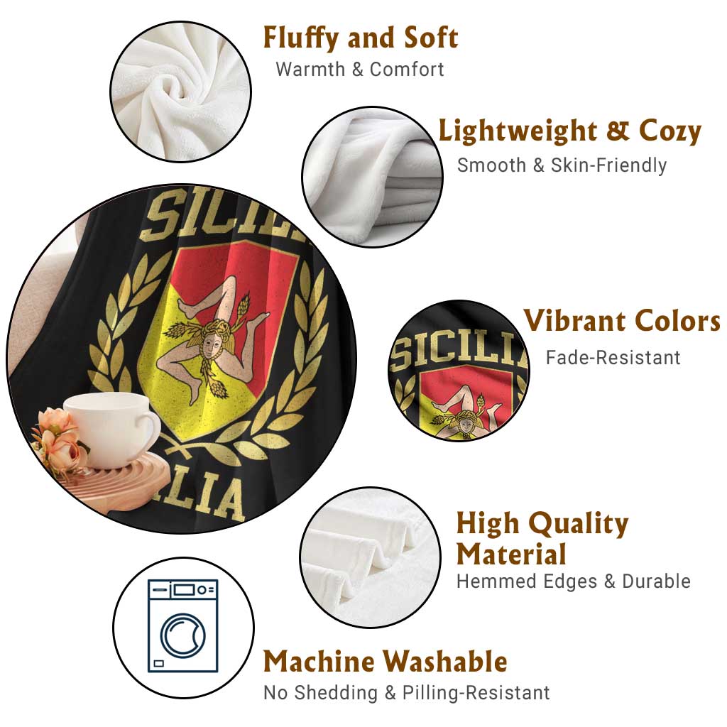 Sicilia Flag Sicily Palermo Italy Triskelion Throw Blanket - Wonder Print Shop