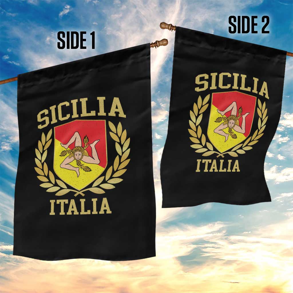 Sicilia Flag Sicily Palermo Italy Triskelion Garden Flag - Wonder Print Shop