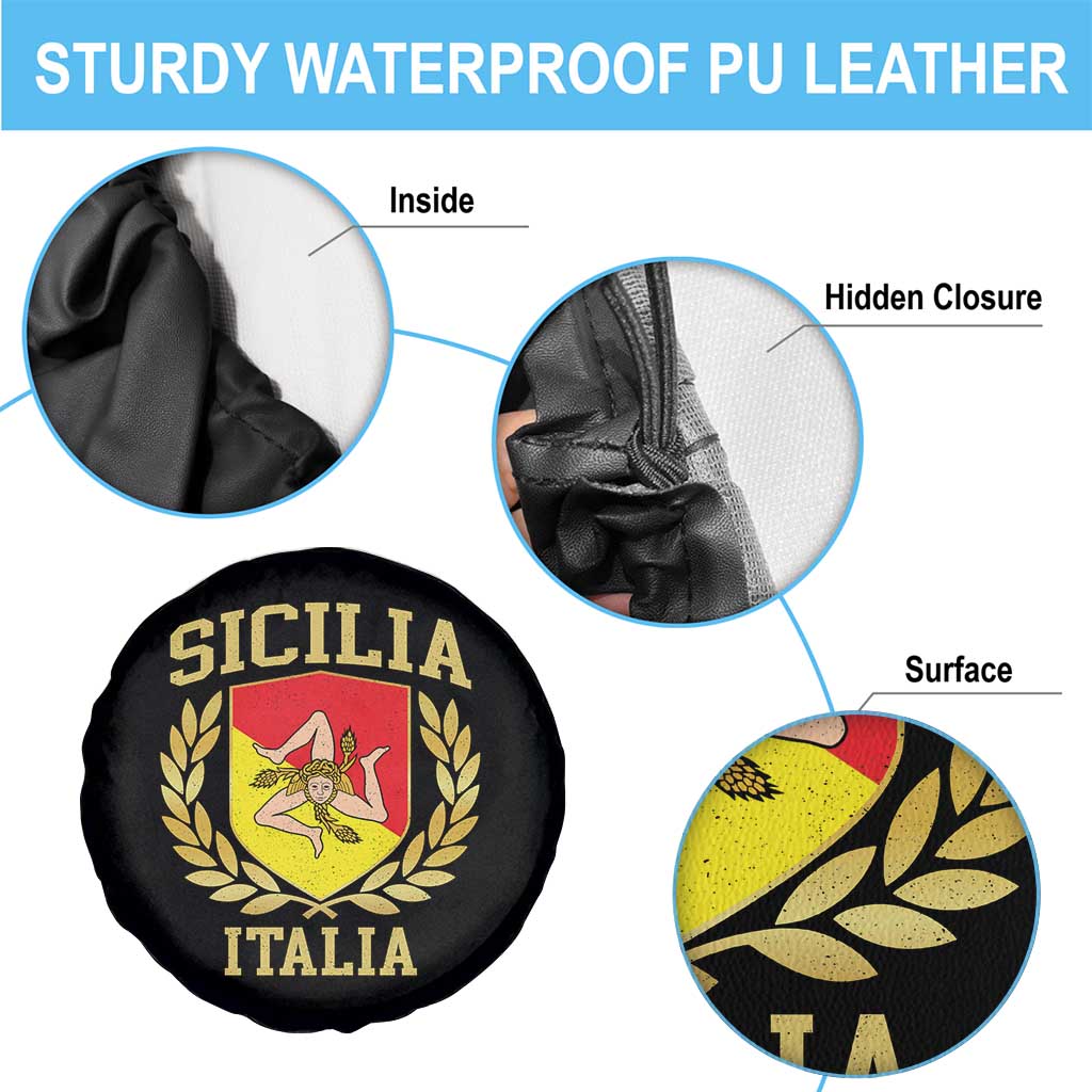 Sicilia Flag Sicily Palermo Italy Triskelion Spare Tire Cover - Wonder Print Shop
