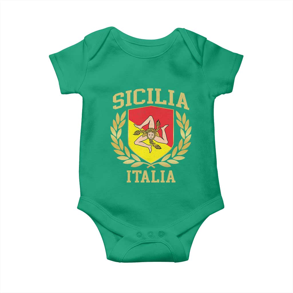 Sicilia Flag Sicily Palermo Italy Triskelion Baby Onesie - Wonder Print Shop