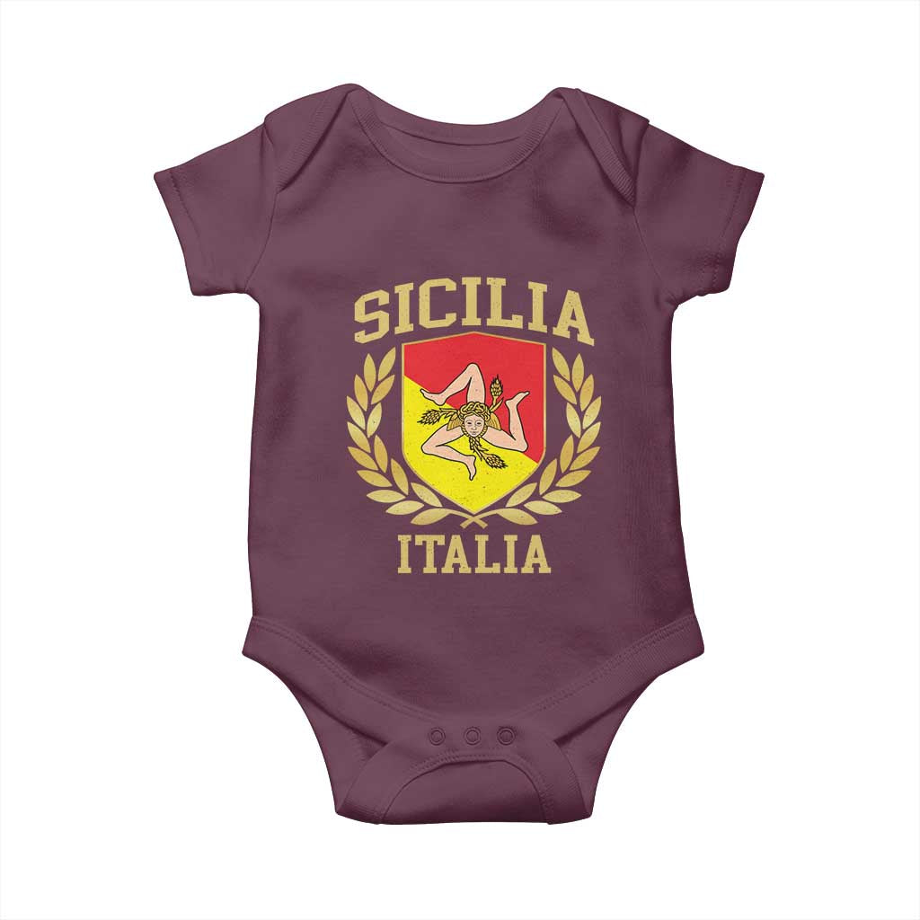 Sicilia Flag Sicily Palermo Italy Triskelion Baby Onesie - Wonder Print Shop