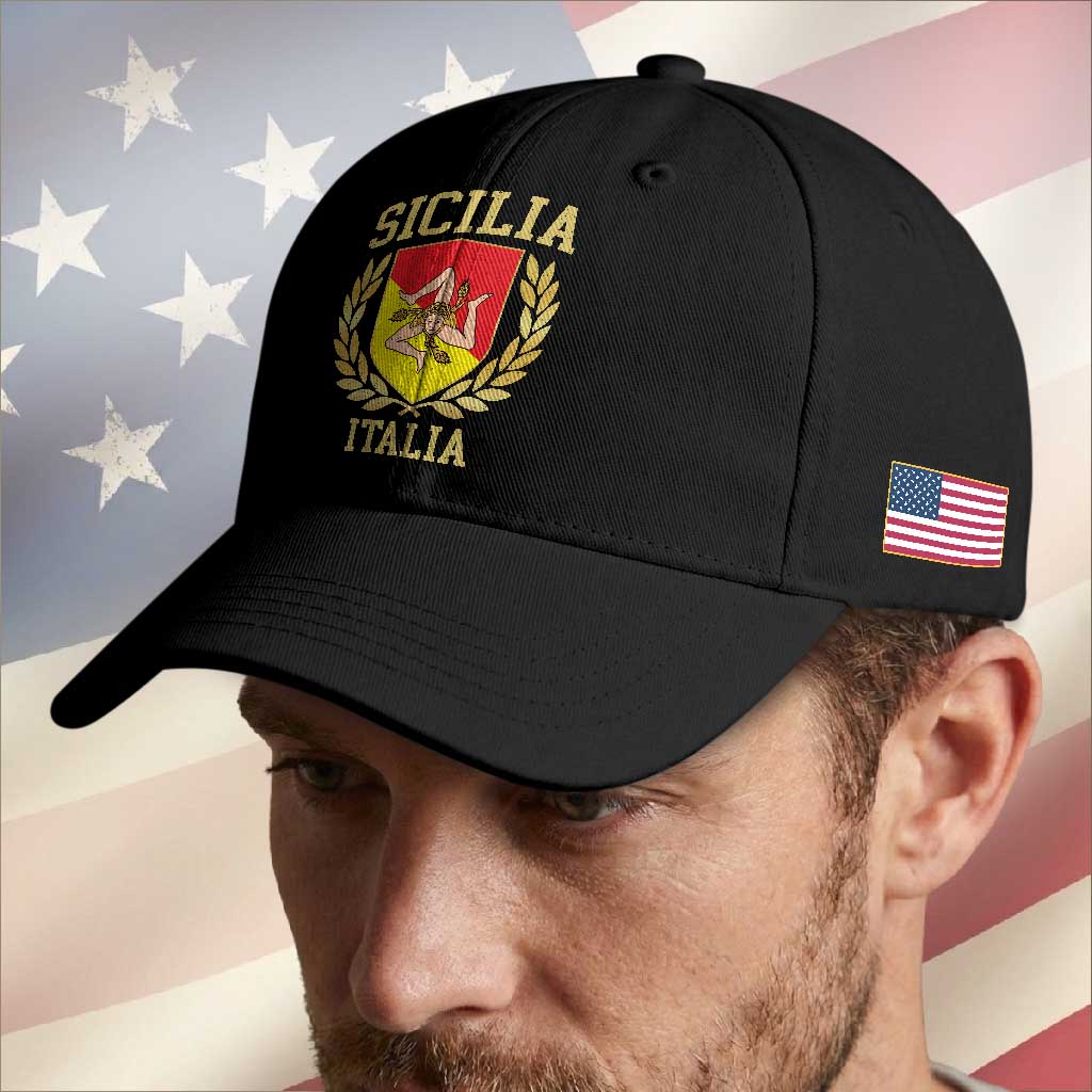 Sicilia Flag Sicily Palermo Italy Triskelion Baseball Cap