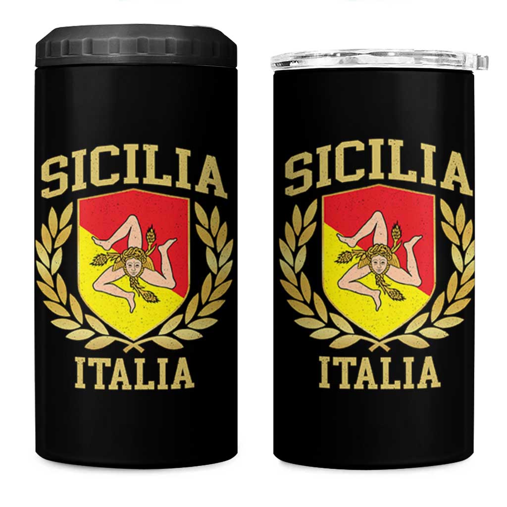 Sicilia Flag Sicily Palermo Italy Triskelion 4 in 1 Can Cooler Tumbler - Wonder Print Shop