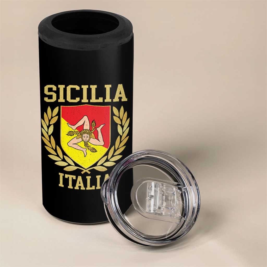 Sicilia Flag Sicily Palermo Italy Triskelion 4 in 1 Can Cooler Tumbler - Wonder Print Shop