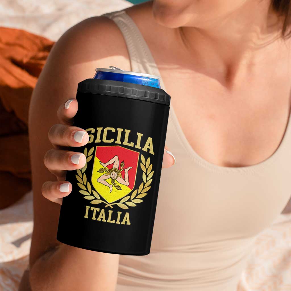 Sicilia Flag Sicily Palermo Italy Triskelion 4 in 1 Can Cooler Tumbler - Wonder Print Shop
