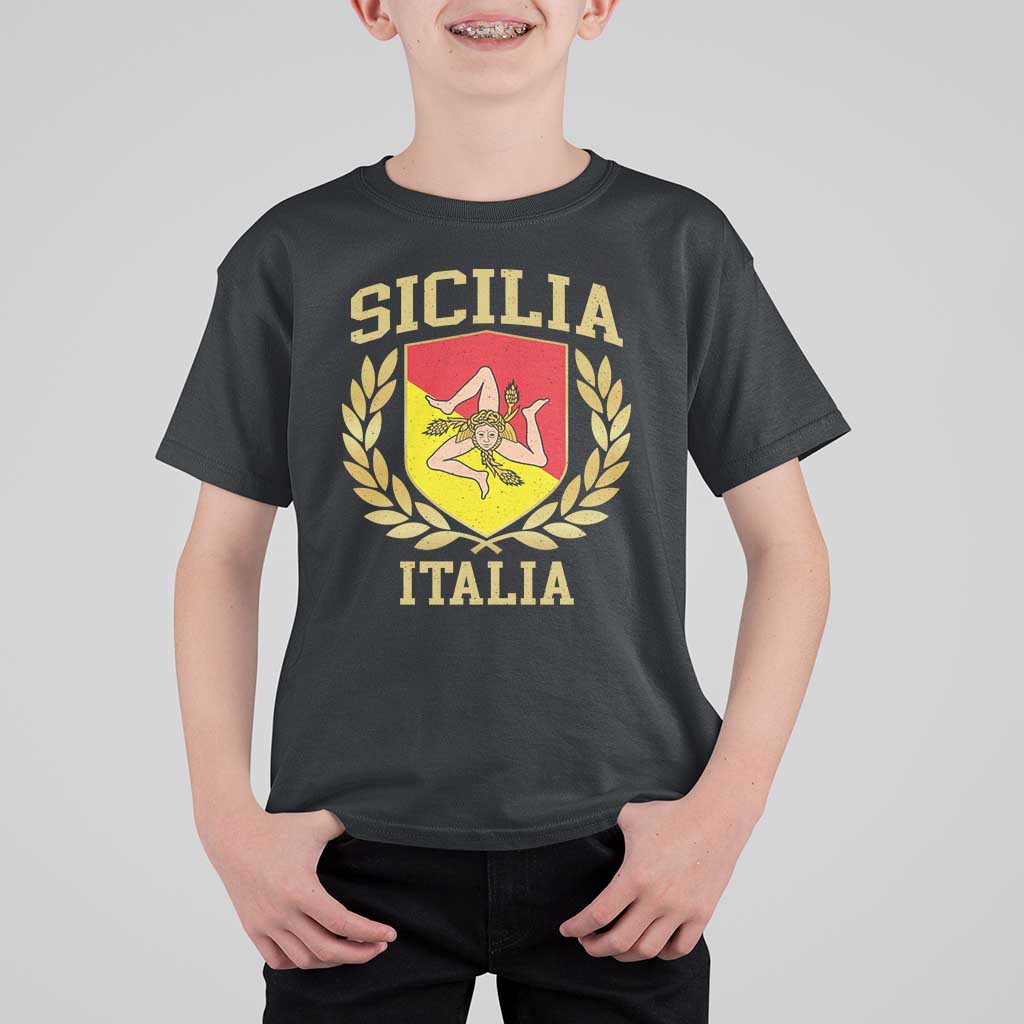 Sicilia Flag Sicily Palermo Italy Triskelion T Shirt For Kid - Wonder Print Shop