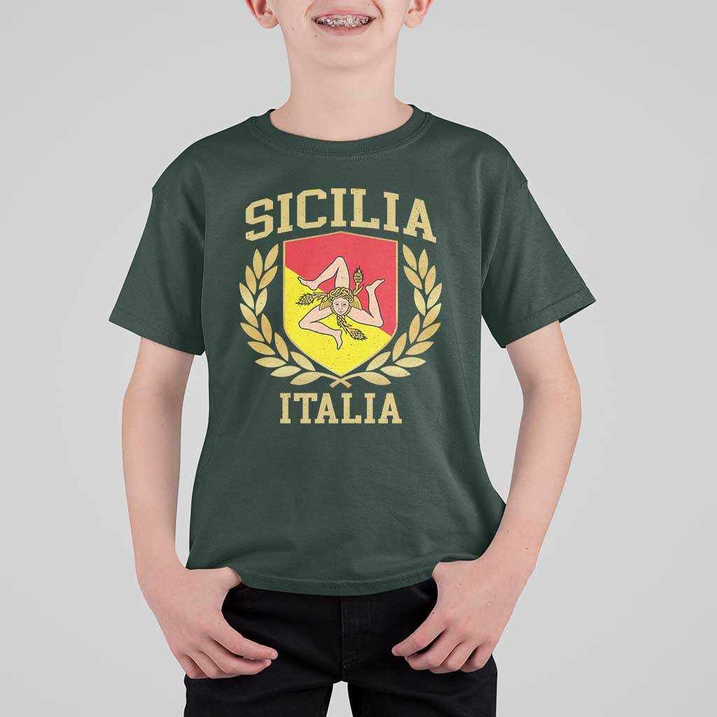 Sicilia Flag Sicily Palermo Italy Triskelion T Shirt For Kid - Wonder Print Shop