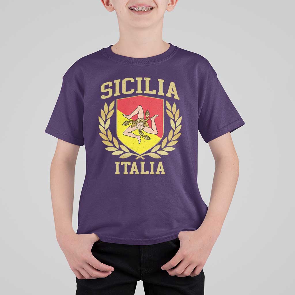 Sicilia Flag Sicily Palermo Italy Triskelion T Shirt For Kid - Wonder Print Shop