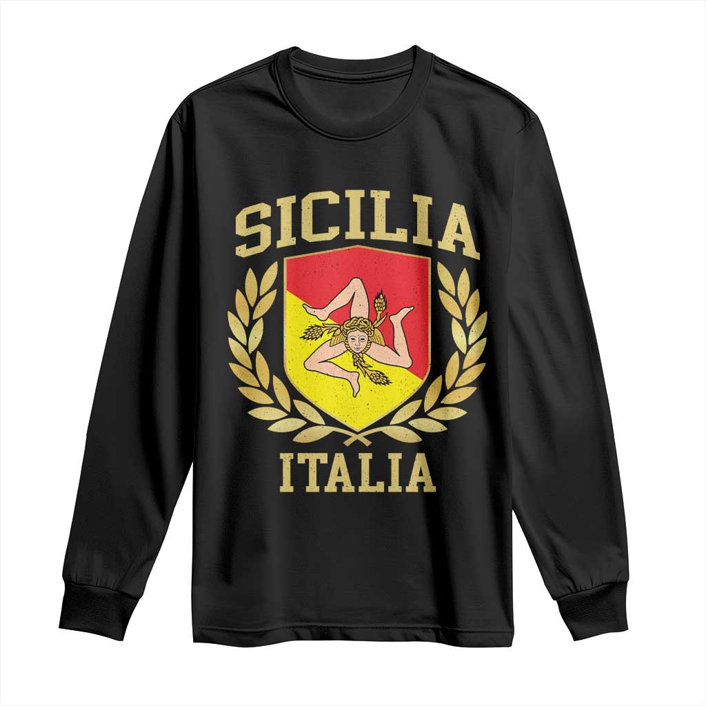 Sicilia Flag Sicily Palermo Italy Triskelion Long Sleeve Shirt - Wonder Print Shop