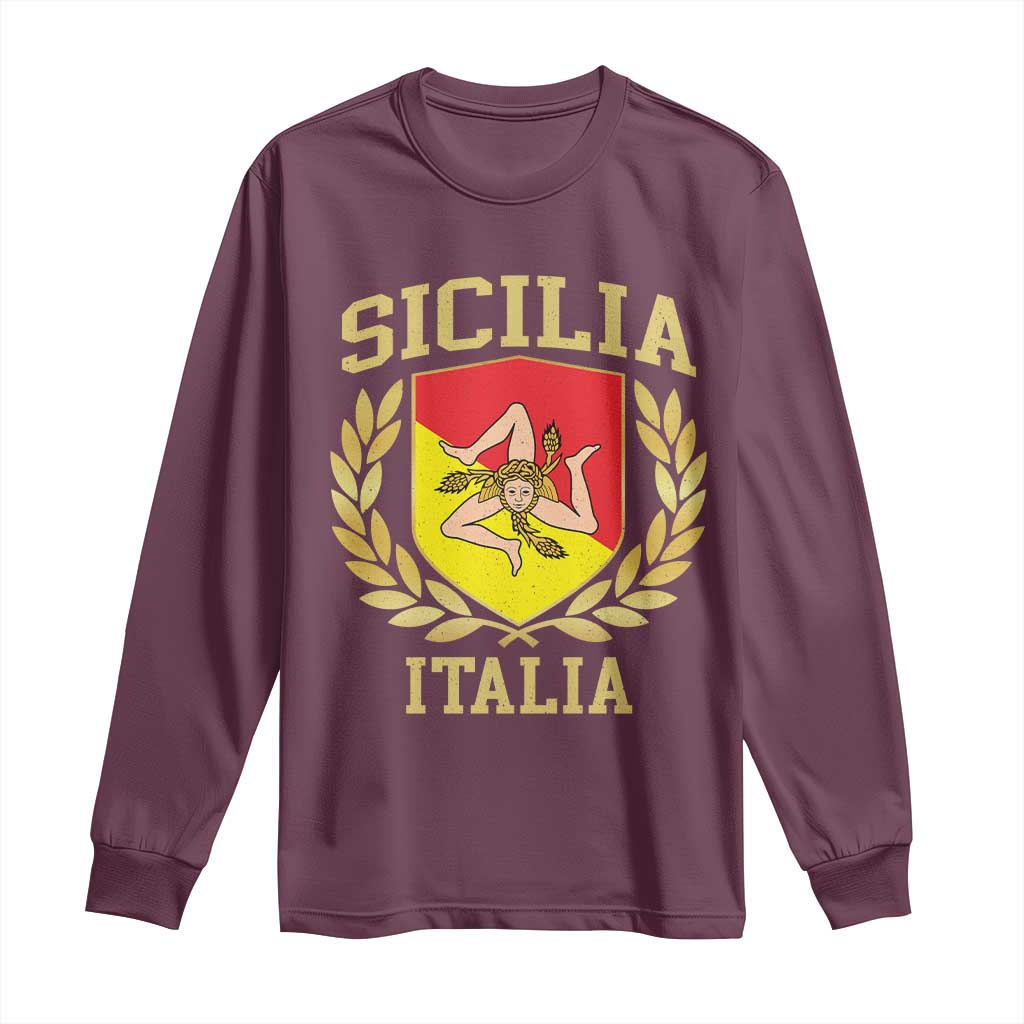 Sicilia Flag Sicily Palermo Italy Triskelion Long Sleeve Shirt - Wonder Print Shop