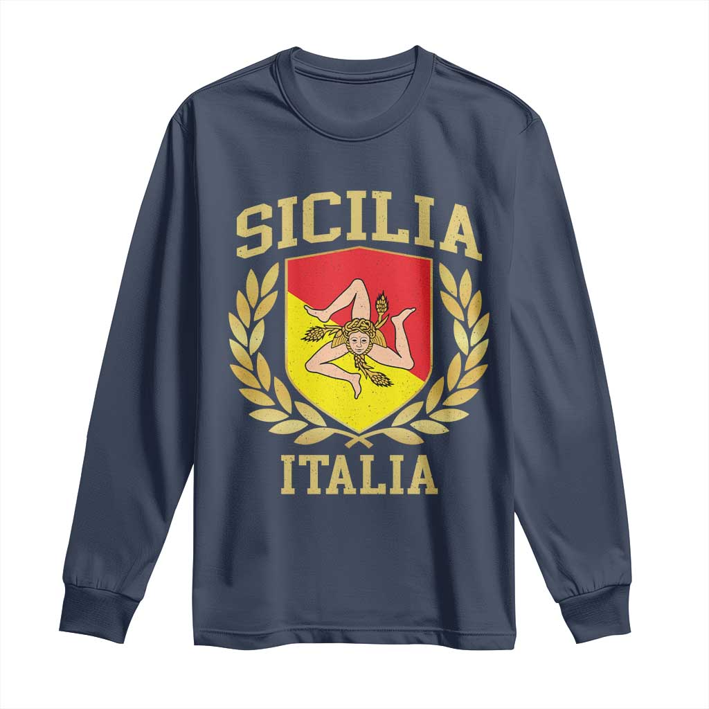 Sicilia Flag Sicily Palermo Italy Triskelion Long Sleeve Shirt - Wonder Print Shop