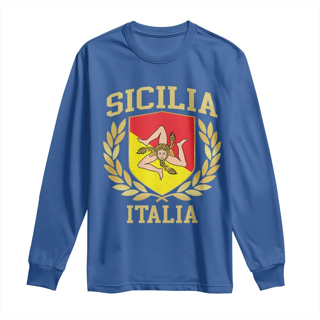 Sicilia Flag Sicily Palermo Italy Triskelion Long Sleeve Shirt - Wonder Print Shop