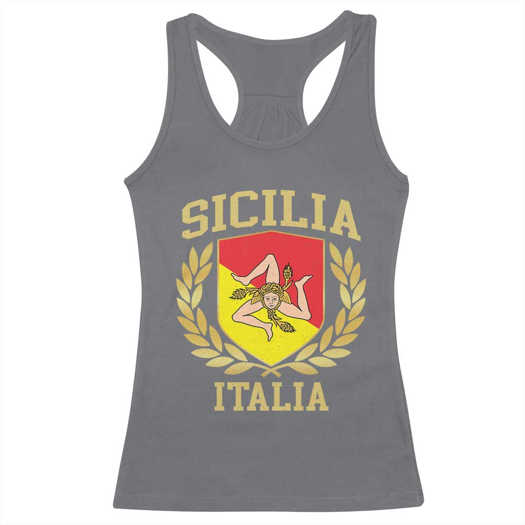 Sicilia Flag Sicily Palermo Italy Triskelion Racerback Tank Top - Wonder Print Shop