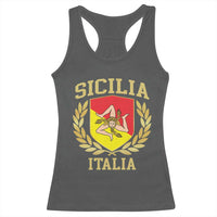Sicilia Flag Sicily Palermo Italy Triskelion Racerback Tank Top - Wonder Print Shop