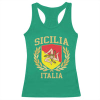 Sicilia Flag Sicily Palermo Italy Triskelion Racerback Tank Top - Wonder Print Shop
