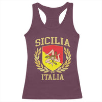 Sicilia Flag Sicily Palermo Italy Triskelion Racerback Tank Top - Wonder Print Shop