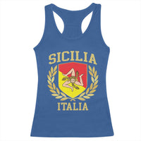 Sicilia Flag Sicily Palermo Italy Triskelion Racerback Tank Top - Wonder Print Shop