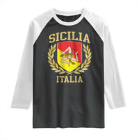Sicilia Flag Sicily Palermo Italy Triskelion Raglan Shirt - Wonder Print Shop