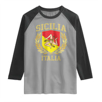 Sicilia Flag Sicily Palermo Italy Triskelion Raglan Shirt - Wonder Print Shop