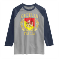 Sicilia Flag Sicily Palermo Italy Triskelion Raglan Shirt - Wonder Print Shop