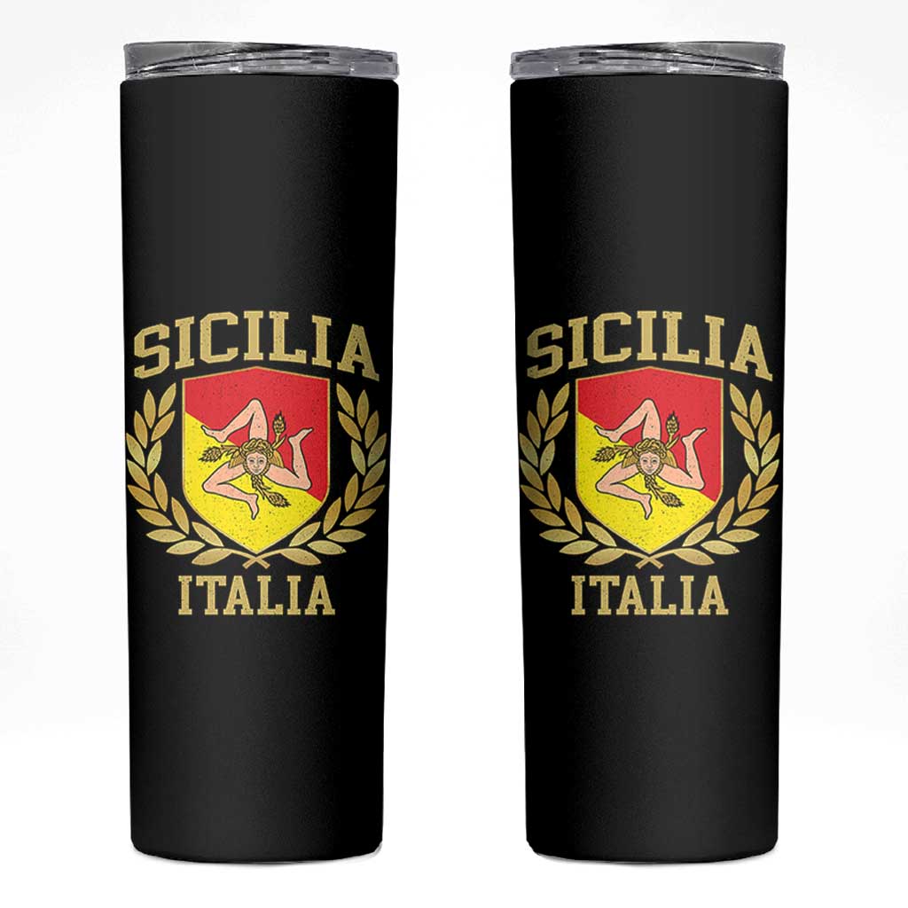 Sicilia Flag Sicily Palermo Italy Triskelion Skinny Tumbler - Wonder Print Shop