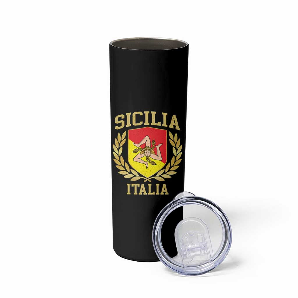 Sicilia Flag Sicily Palermo Italy Triskelion Skinny Tumbler - Wonder Print Shop