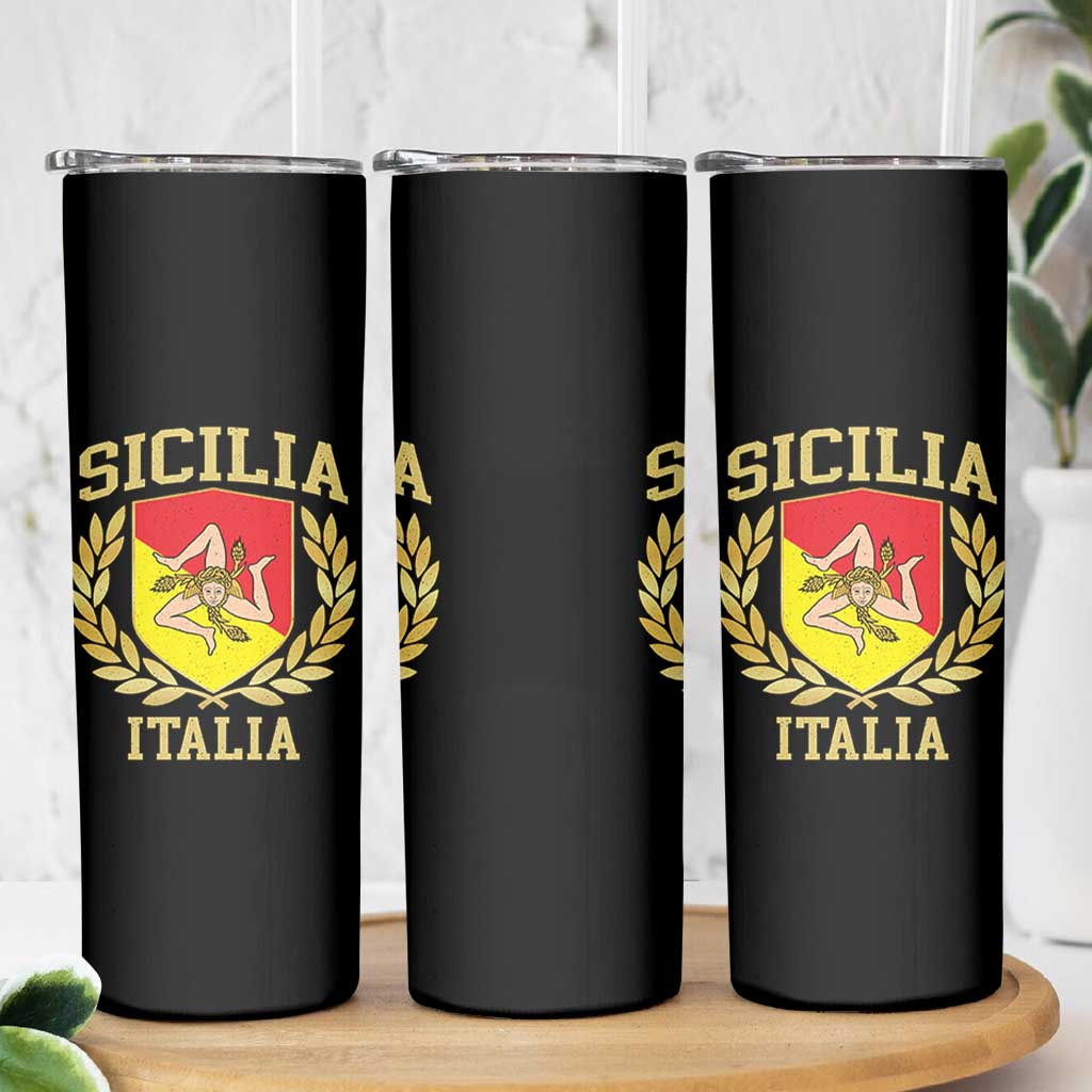Sicilia Flag Sicily Palermo Italy Triskelion Skinny Tumbler - Wonder Print Shop