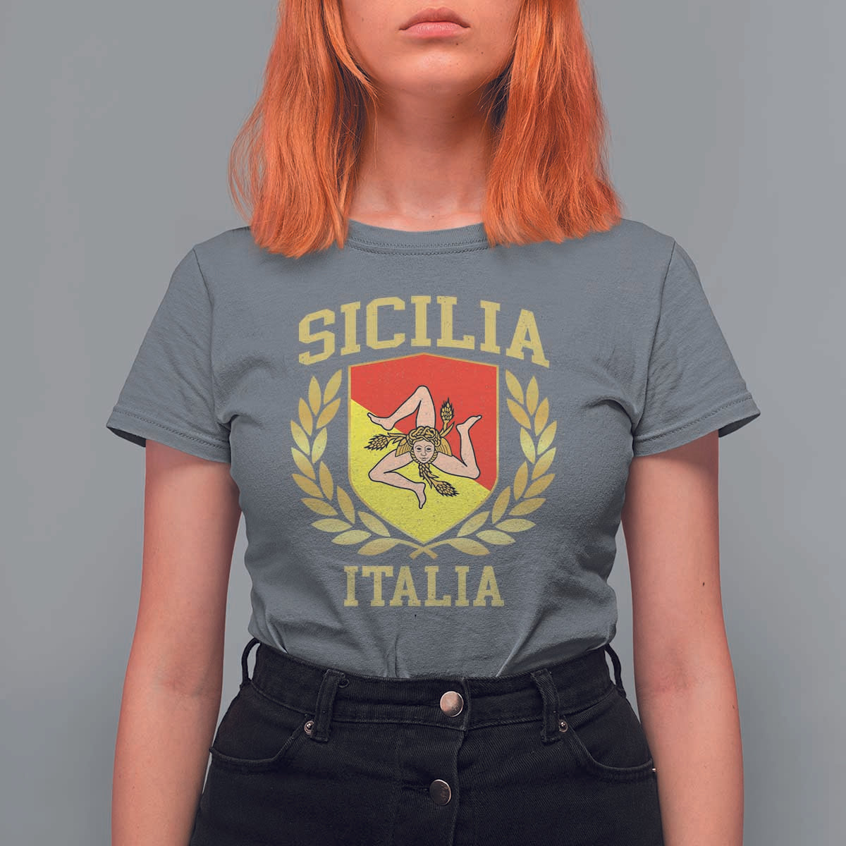 Sicilia Flag Sicily Palermo Italy Triskelion T Shirt For Women - Wonder Print Shop
