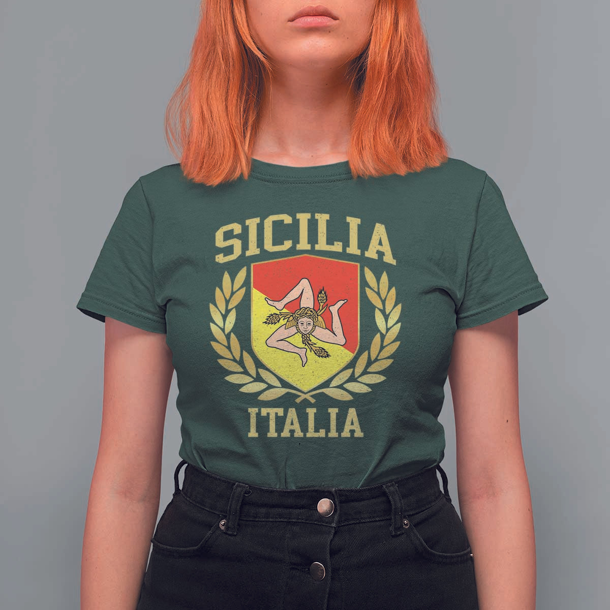 Sicilia Flag Sicily Palermo Italy Triskelion T Shirt For Women - Wonder Print Shop