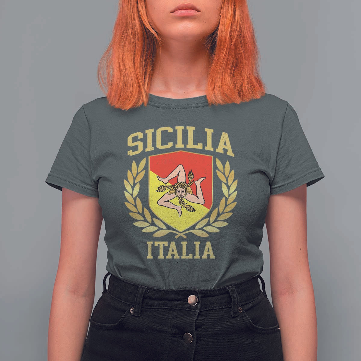 Sicilia Flag Sicily Palermo Italy Triskelion T Shirt For Women - Wonder Print Shop