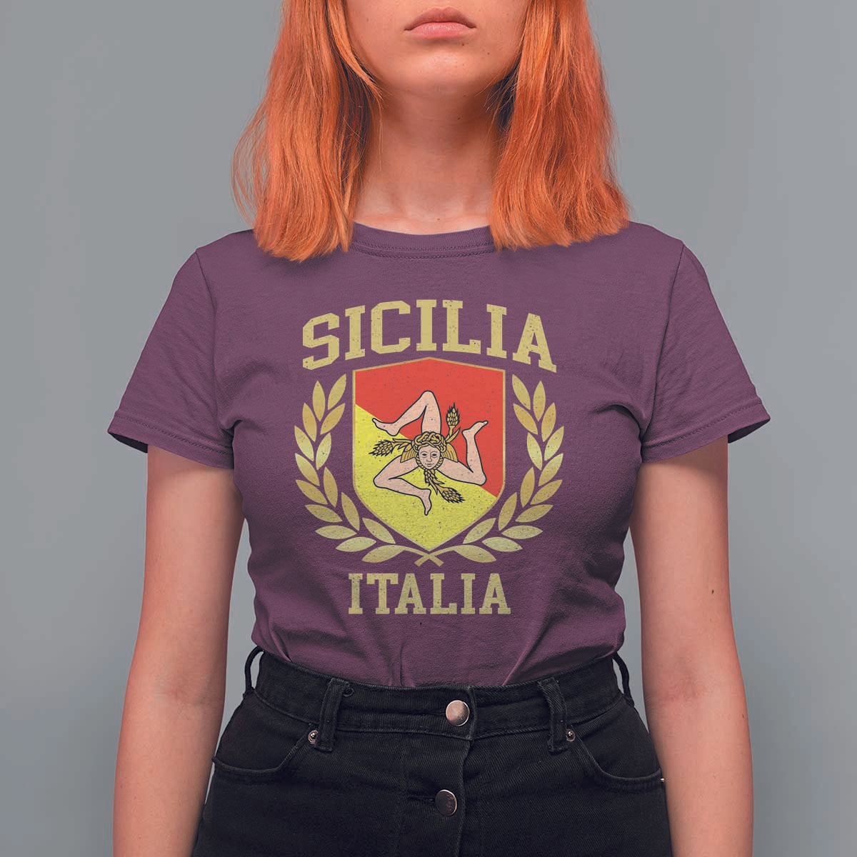 Sicilia Flag Sicily Palermo Italy Triskelion T Shirt For Women - Wonder Print Shop