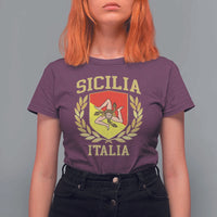 Sicilia Flag Sicily Palermo Italy Triskelion T Shirt For Women - Wonder Print Shop