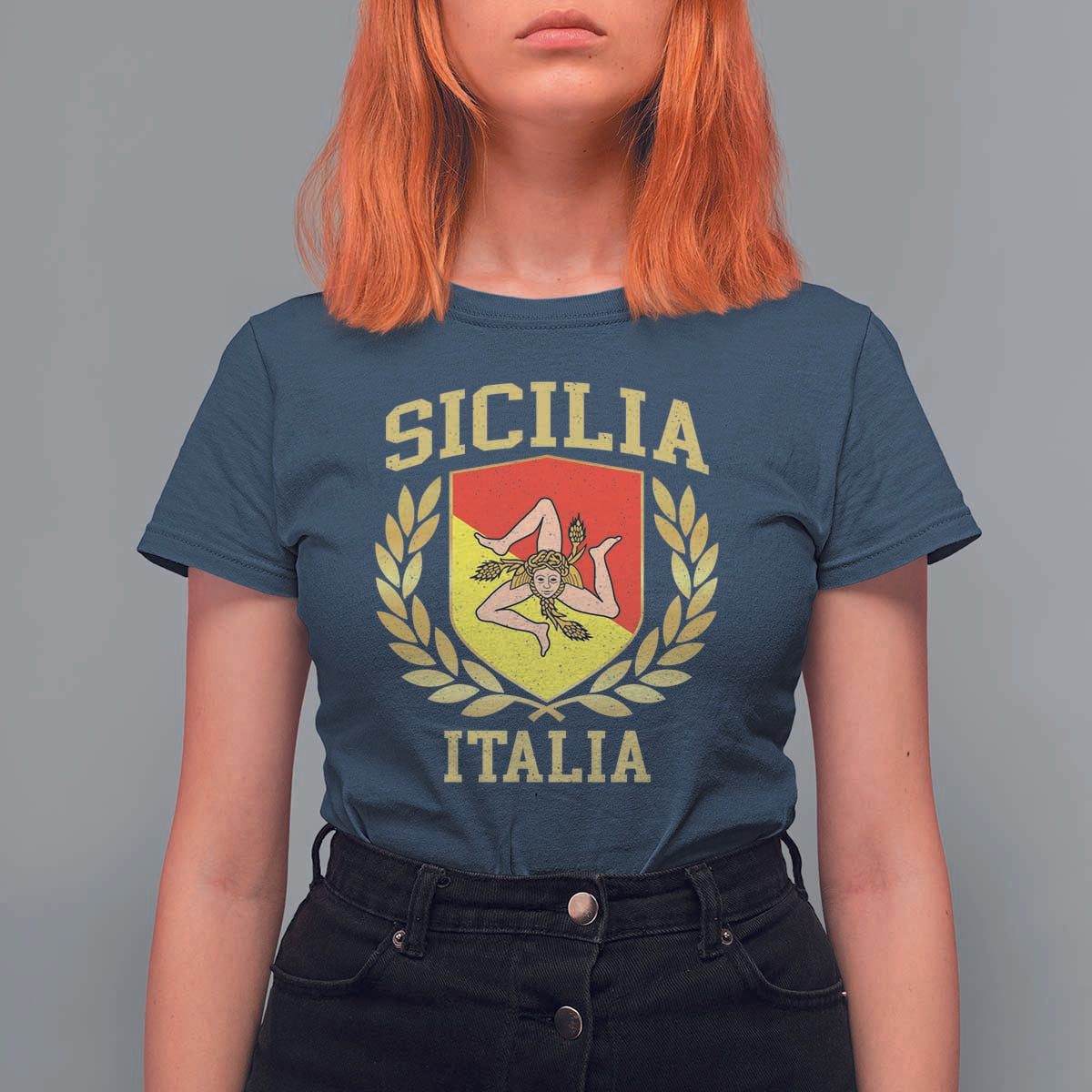 Sicilia Flag Sicily Palermo Italy Triskelion T Shirt For Women - Wonder Print Shop