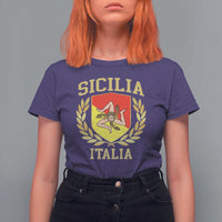 Sicilia Flag Sicily Palermo Italy Triskelion T Shirt For Women - Wonder Print Shop