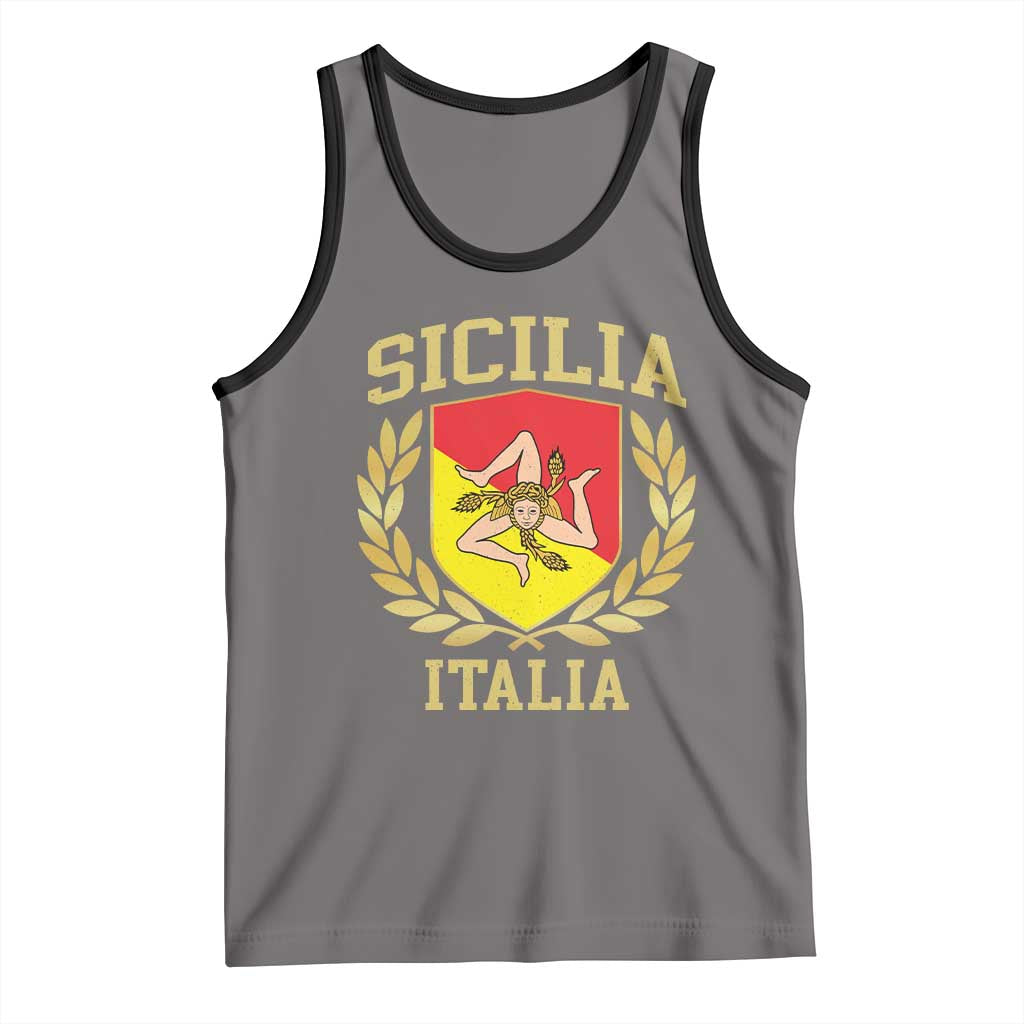 Sicilia Flag Sicily Palermo Italy Triskelion Tank Top - Wonder Print Shop
