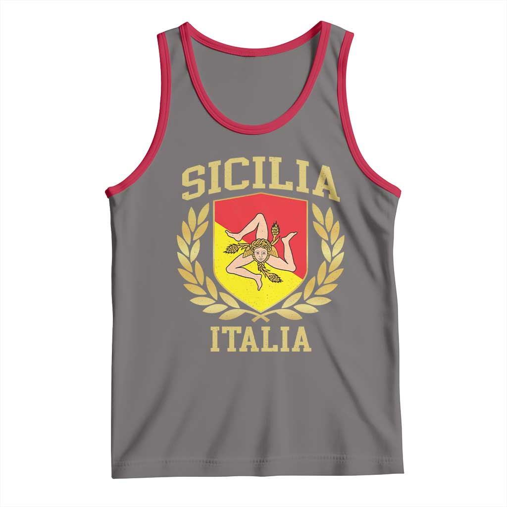 Sicilia Flag Sicily Palermo Italy Triskelion Tank Top - Wonder Print Shop