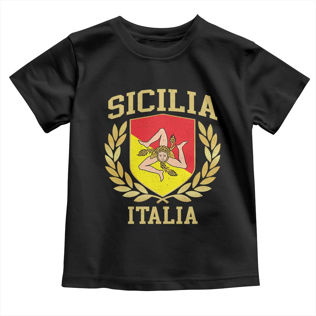 Sicilia Flag Sicily Palermo Italy Triskelion Toddler T Shirt - Wonder Print Shop