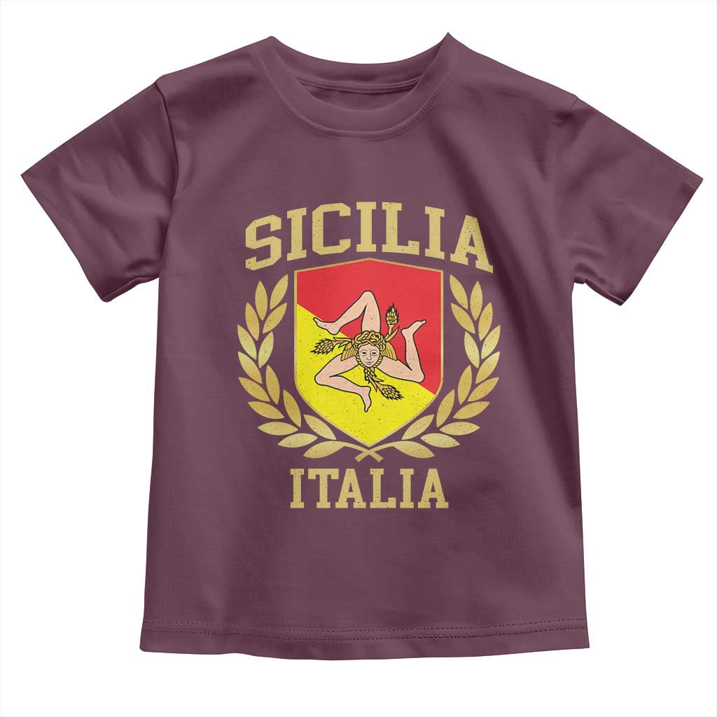 Sicilia Flag Sicily Palermo Italy Triskelion Toddler T Shirt - Wonder Print Shop