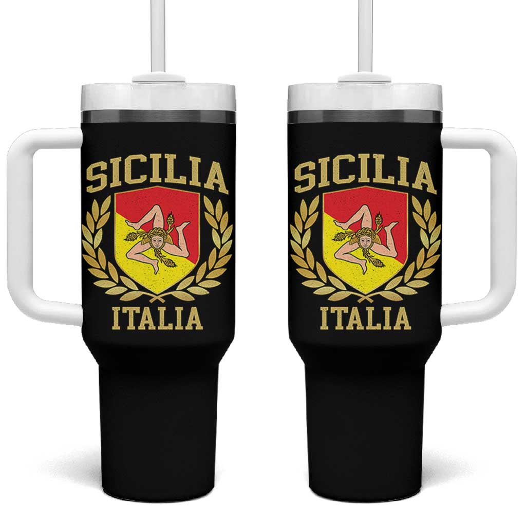 Sicilia Flag Sicily Palermo Italy Triskelion Tumbler With Handle - Wonder Print Shop