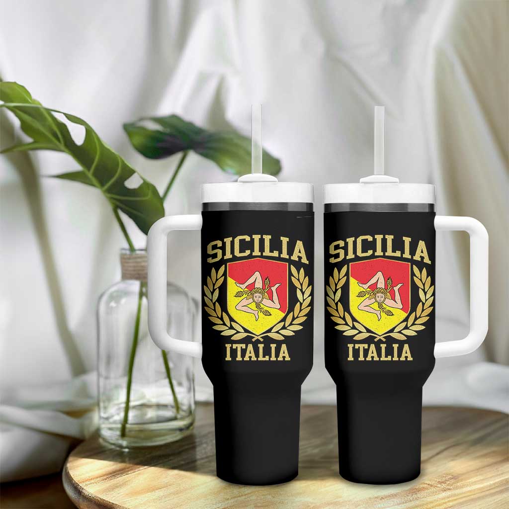 Sicilia Flag Sicily Palermo Italy Triskelion Tumbler With Handle - Wonder Print Shop