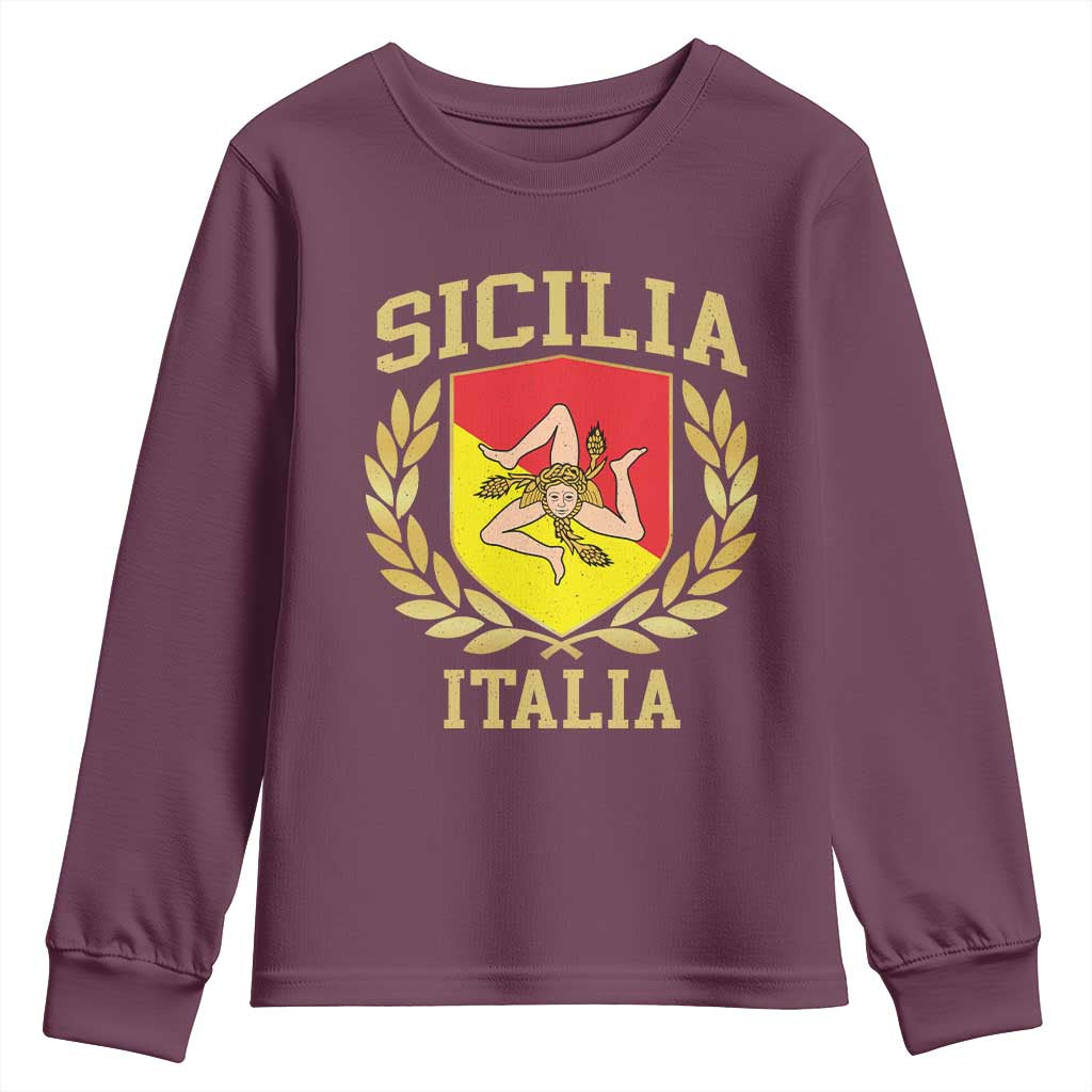 Sicilia Flag Sicily Palermo Italy Triskelion Youth Sweatshirt - Wonder Print Shop
