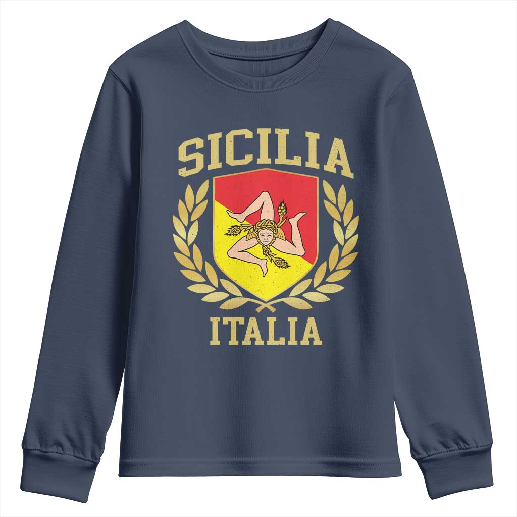 Sicilia Flag Sicily Palermo Italy Triskelion Youth Sweatshirt - Wonder Print Shop