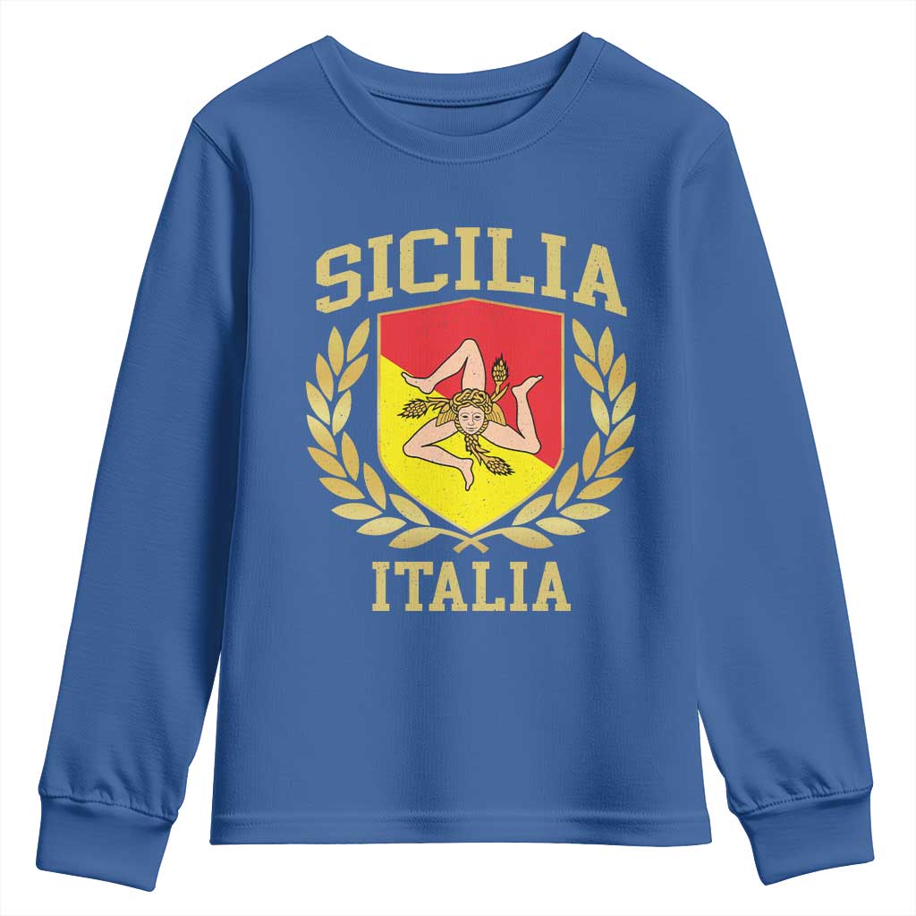 Sicilia Flag Sicily Palermo Italy Triskelion Youth Sweatshirt - Wonder Print Shop