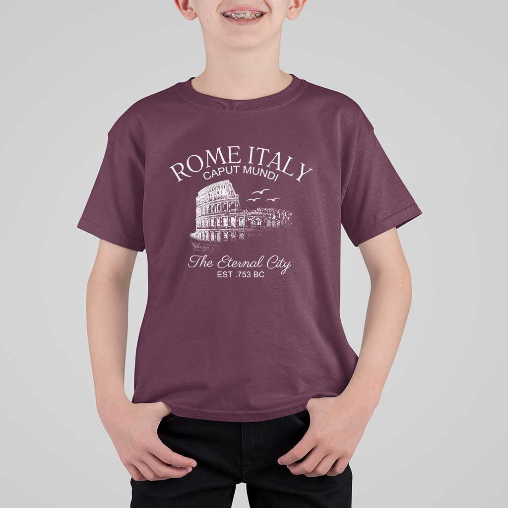 Rome Colosseum Italy T Shirt For Kid Caput Mindi The Eternal City Amphitheatre Ancient - Wonder Print Shop