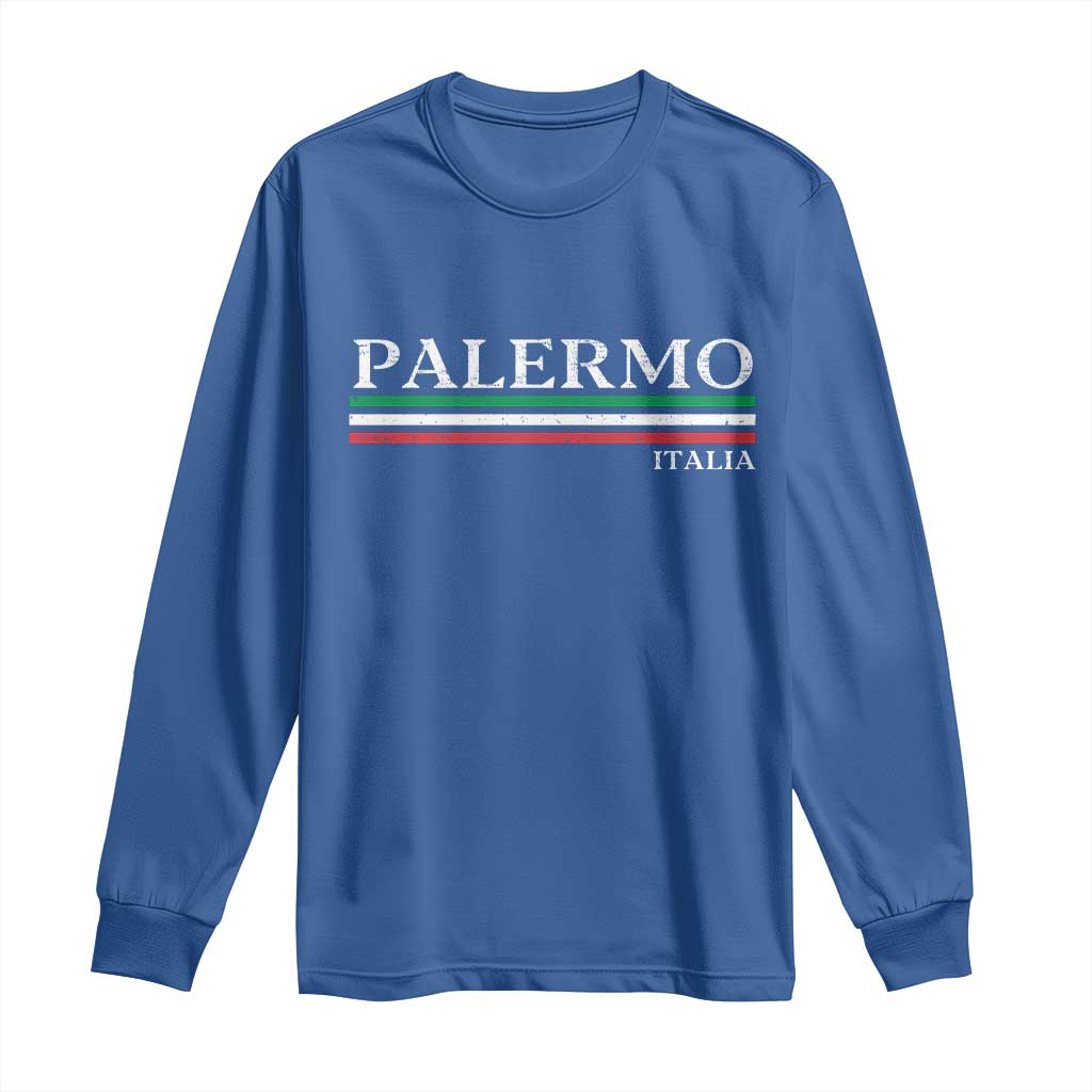Palermo Sicily Italian Flag Souvenirs Sicilia Italia Long Sleeve Shirt - Wonder Print Shop