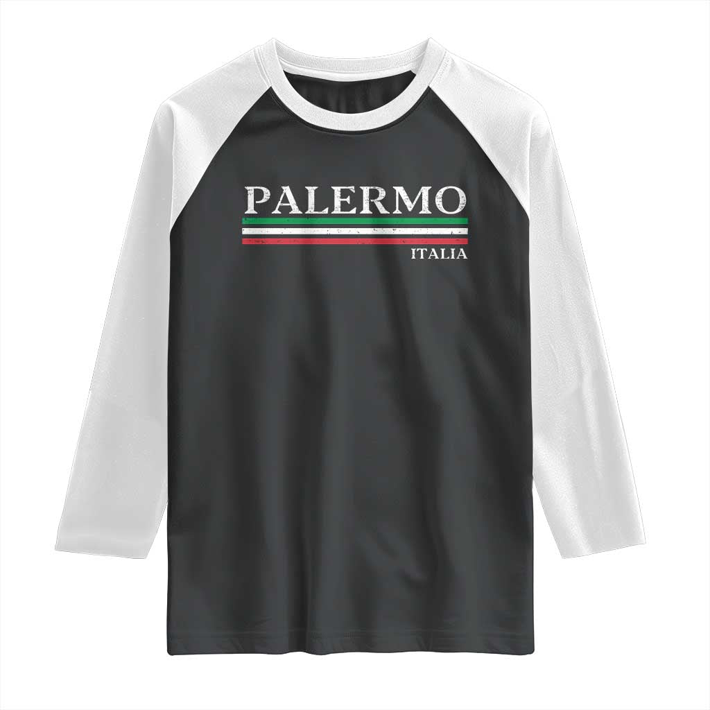 Palermo Sicily Italian Flag Souvenirs Sicilia Italia Raglan Shirt - Wonder Print Shop