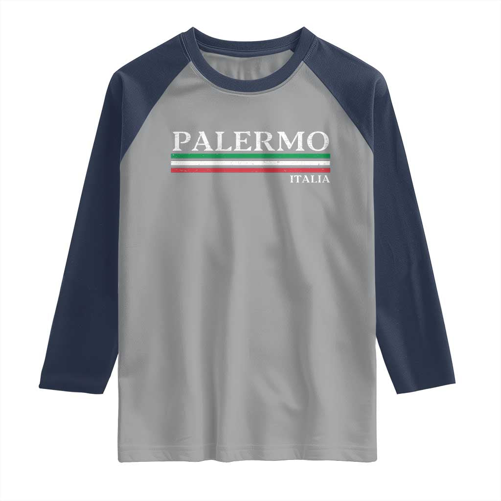 Palermo Sicily Italian Flag Souvenirs Sicilia Italia Raglan Shirt - Wonder Print Shop