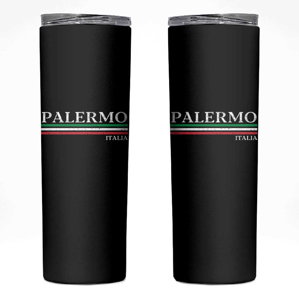 Palermo Sicily Italian Flag Souvenirs Sicilia Italia Skinny Tumbler - Wonder Print Shop